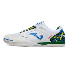 Joma Top Flex Rebound White, Green, and Blue Indoor IC Football Boot