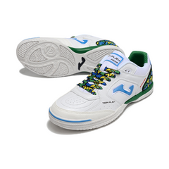 Joma Top Flex Rebound White, Green, and Blue Indoor IC Football Boot