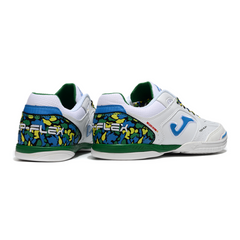 Joma Top Flex Rebound White, Green, and Blue Indoor IC Football Boot