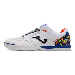 Joma Top Flex 24 White, Blue, and Orange Indoor IC Football Boot