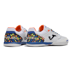 Joma Top Flex 24 White, Blue, and Orange Indoor IC Football Boot