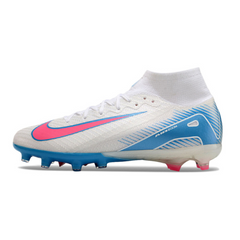 Nike Air Zoom Mercurial Superfly 10 Elite White, Light Blue, and Pink Kids Artificial Ground AG Football Boot