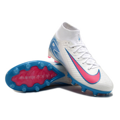 Nike Air Zoom Mercurial Superfly 10 Elite White, Light Blue, and Pink Kids Artificial Ground AG Football Boot