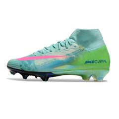 Nike Air Zoom Mercurial Superfly 10 Elite Blue, Green, and Pink Kids Firm Ground FG Football Boot