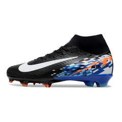 Nike Air Zoom Mercurial Superfly 10 Elite Black, Blue, and Orange Kids Firm Ground FG Football Boot