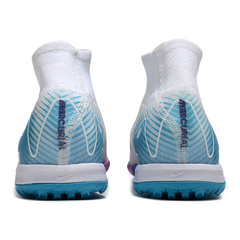 Nike Zoom Mercurial Superfly 10 Elite White and Light Blue Kids Turf TF Football Boot