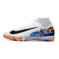 Nike Zoom Mercurial Superfly 10 Elite White, Blue and Orange Kids Turf TF Football Boot