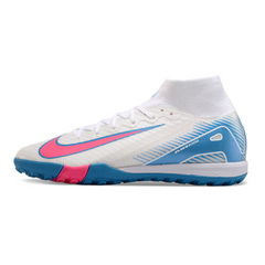 Nike Zoom Mercurial Superfly 10 Elite White, Pink and Blue Kids Turf TF Football Boot