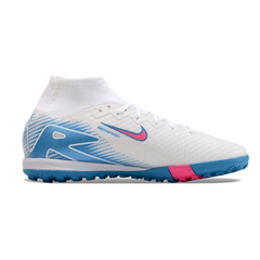 Nike Zoom Mercurial Superfly 10 Elite White, Pink and Blue Kids Turf TF Football Boot