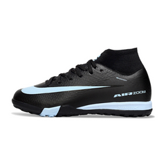 Nike Zoom Mercurial Superfly 10 Elite Black and Light Blue Kids Turf TF Football Boot