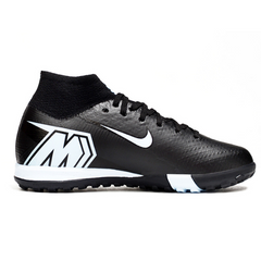 Nike Zoom Mercurial Superfly 10 Elite Black and Light Blue Kids Turf TF Football Boot