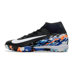 Nike Zoom Mercurial Superfly 10 Elite Black, White, and Blue Kids Turf TF Football Boot