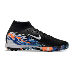 Nike Zoom Mercurial Superfly 10 Elite Black, White, and Blue Kids Turf TF Football Boot