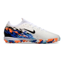 Nike Zoom Mercurial Vapor 16 Elite White, Blue, and Orange Kids Turf TF Football Boot