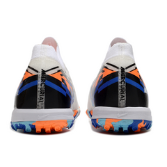Nike Zoom Mercurial Vapor 16 Elite White, Blue, and Orange Kids Turf TF Football Boot