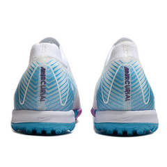Nike Zoom Mercurial Vapor 16 Elite White and Light Blue Kids Turf TF Football Boot