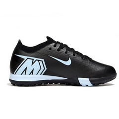 Nike Zoom Mercurial Vapor 16 Elite Black and Light Blue Kids Turf TF Football Boot