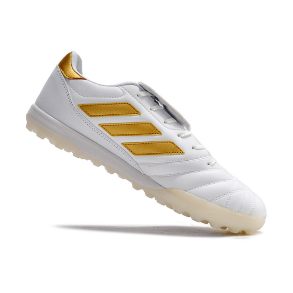 Chuteira Society Adidas Copa Gloro TF Branca e Dourada - VENI Futebol