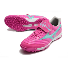 Chuteira Society Mizuno Morelia TF Rosa e Azul Claro - VENI Futebol