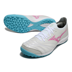 Mizuno Neo Sala White, Pink, and Blue Turf TF Football Boot