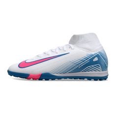 Nike Zoom Mercurial Superfly 10 Elite White, Light Blue, and Pink Turf TF Football Boot