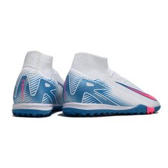 Nike Zoom Mercurial Superfly 10 Elite White, Light Blue, and Pink Turf TF Football Boot