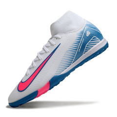 Nike Zoom Mercurial Superfly 10 Elite White, Light Blue, and Pink Turf TF Football Boot