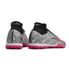 Nike Zoom Mercurial Superfly 9 Elite Gray and Pink Turf TF Football Boot