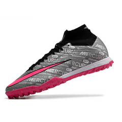 Nike Zoom Mercurial Superfly 9 Elite Gray and Pink Turf TF Football Boot