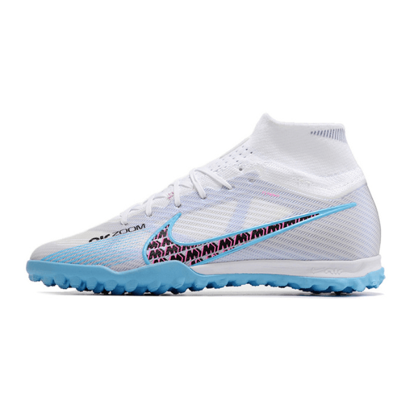 Chuteira Society Nike Zoom Mercurial Superfly 9 Elite TF Cinza,Azul e Rosa - VN Esportes