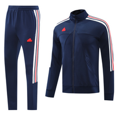 Adidas Jacket + Pants Dark Blue, White, and Red Set