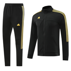 Adidas Jacket + Pants Black and Yellow Apparel Set