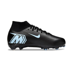 Nike Air Zoom Mercurial Superfly 10 Elite Black and Light Blue Firm Ground FG Kids Football Boot