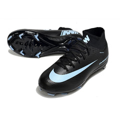 Nike Air Zoom Mercurial Superfly 10 Elite Black and Light Blue Firm Ground FG Kids Football Boot