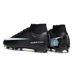 Nike Air Zoom Mercurial Superfly 10 Elite Black and Light Blue Firm Ground FG Kids Football Boot