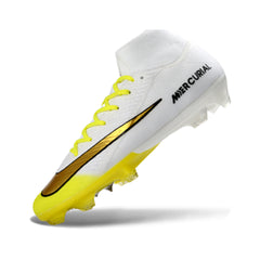 Nike Air Zoom Mercurial Superfly 10 Elite White and Yellow Firm Ground FG Football Boot