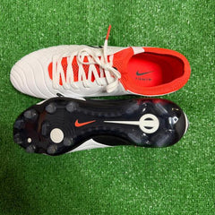 Nike Tiempo 10 Legend Elite White, Orange and Black Firm Ground FG Football Boot Size 46 Eur