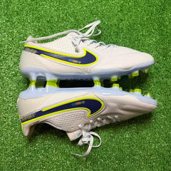 Nike Tiempo Legend 9 Elite White and Blue Firm Ground FG Football Boot Size 44 Eur