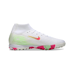 Nike Zoom Mercurial Superfly 10 Elite Kids White Pink and Green Turf TF Football Boot