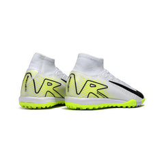 Nike Zoom Mercurial Superfly 10 Elite Kids White and Fluorescent Green Turf TF Football Boot