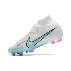 Nike Zoom Mercurial Superfly 9 Elite White Light Blue and Pink Firm Ground FG Kids Football Boot