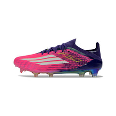 Adidas F50 Primeknit Elite Pink, White and Blue Firm Ground FG Football Boot