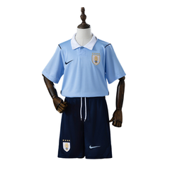 Uruguay Nike 2026 Home Kids Version Football T-Shirt + Shorts Kit