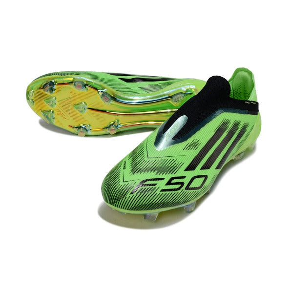 Adidas F50 Elite Laceless Green and Black Firm Ground FG Football