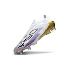 Adidas F50 Elite Laceless White, Purple and Golden Mixed Studs SG Football Boot