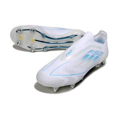 Adidas F50 Elite Laceless White and Light Blue Mixed Studs SG Football Boot