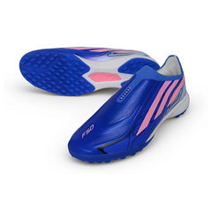 Adidas F50 Hyperfast Laceless Elite Blue, White and Pink Turf TF Football Boot
