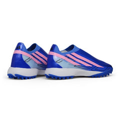 Adidas F50 Hyperfast Laceless Elite Blue, White and Pink Turf TF Football Boot