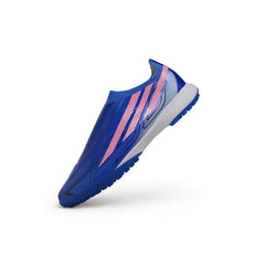 Adidas F50 Hyperfast Laceless Elite Blue, White and Pink Turf TF Football Boot