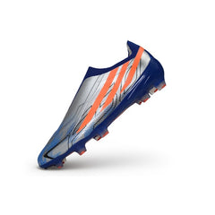 Adidas F50 Hyperfast Laceless Elite Gray, Blue and Orange Firm Ground FG Football Boot